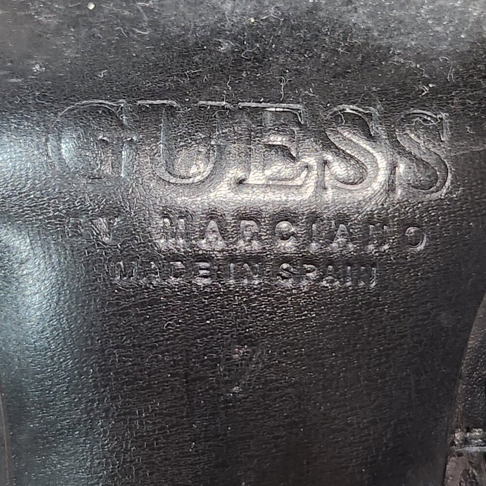 GUESS By Marciano | Black Leather Tall Houston Boots Heel 7W - Picture 9 of 12